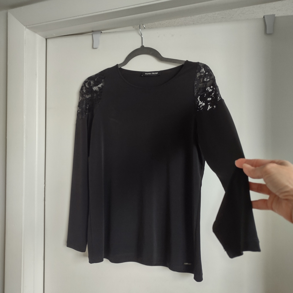 Ivanka Trump Black Embellished Fitted Blouse